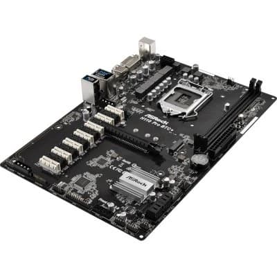 ASRock H110 Pro BTC+ — материнская плата для майнинга — вид платы под углом