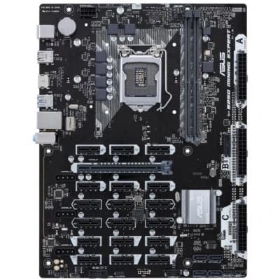 ASUS B250 MINING EXPERT — материнская плата для майнинга — вид сверху, слоты PCIe и группы питания