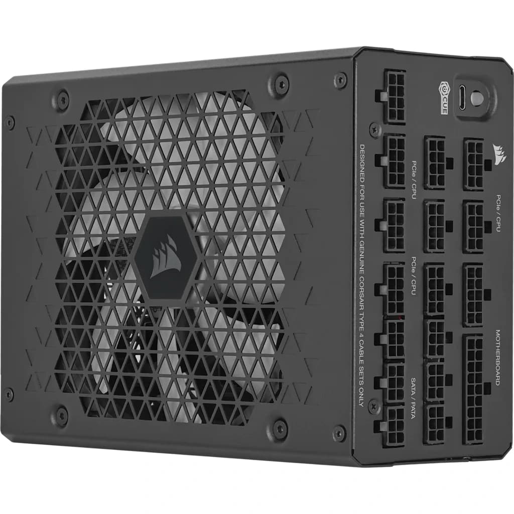 CORSAIR HX1200i 2025 — блок питания 1200 Вт — вентилятор и модульные разъёмы