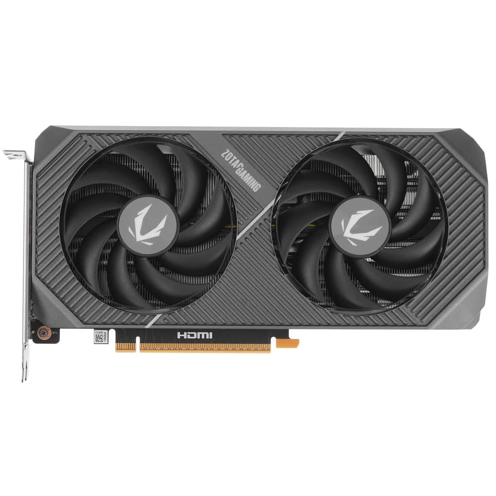 ZOTAC GAMING GeForce RTX 5070 Twin Edge — вид спереди, вентиляторы